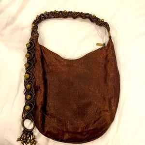 Brand new bronze metal mesh handbag